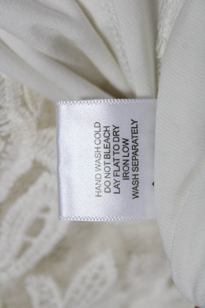 NBD Women Fit & Flare Mini White Floral Sleeveless V-Neck Dress Size XS