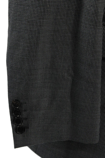 Boss Hugo Boss Mens Gray Checked Virgin Wool Silk Suit Jacket Button Size 44