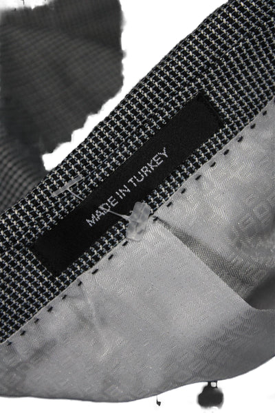 Boss Hugo Boss Mens Gray Checked Virgin Wool Silk Suit Jacket Button Size 44