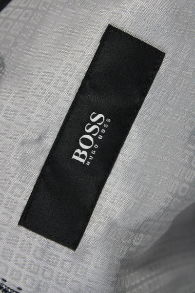 Boss Hugo Boss Mens Gray Checked Virgin Wool Silk Suit Jacket Button Size 44