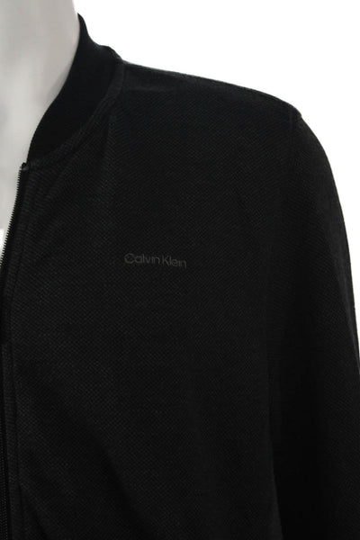 Calvin Klein Mens Bomber Jacket Black Mock Neck Zip Size M