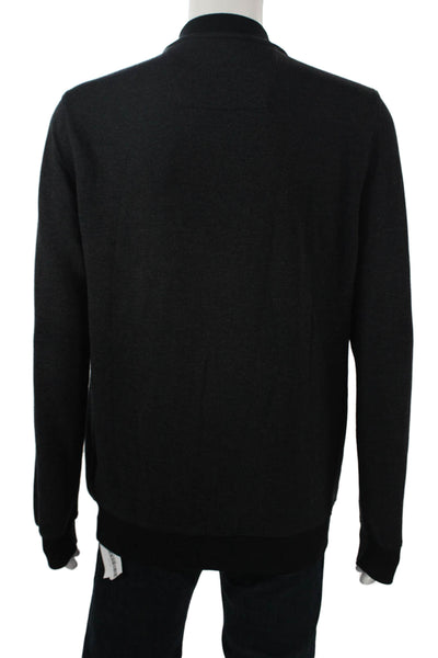 Calvin Klein Mens Bomber Jacket Black Mock Neck Zip Size M