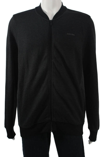 Calvin Klein Mens Bomber Jacket Black Mock Neck Zip Size M