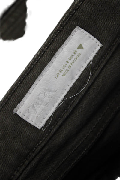 Zara Women Cropped Straight Jeans Brown Cotton Blend Size 2