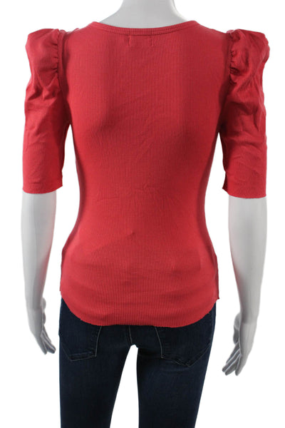 Nation LTD Womens Basic Red Square Neck Short Sleeve T-Shirt Size S