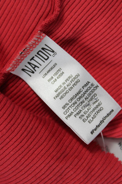 Nation LTD Womens Basic Red Square Neck Short Sleeve T-Shirt Size S
