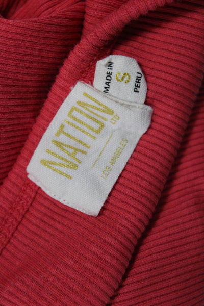 Nation LTD Womens Basic Red Square Neck Short Sleeve T-Shirt Size S
