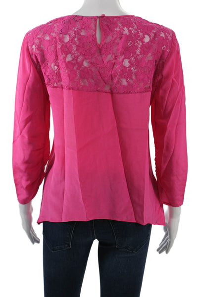 BCBG Max Azria Womens Pink Long Sleeve Round Neck Blouse Size XS