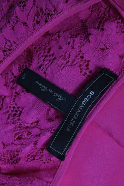 BCBG Max Azria Womens Pink Long Sleeve Round Neck Blouse Size XS