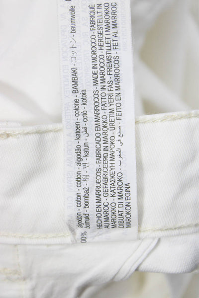 Zara Womens Cargo Pants White Cotton Button Inseam 32 Size 6