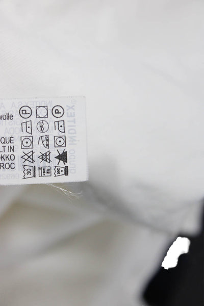 Zara Womens Cargo Pants White Cotton Button Inseam 32 Size 6