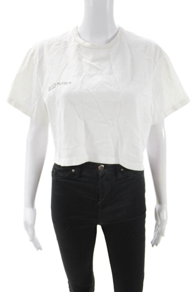 Pangaia Womens Cropped Basic White Cotton Crew Neck Short Sleeve T-Shirt Size M