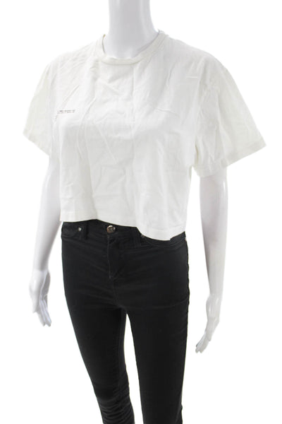 Pangaia Womens Cropped Basic White Cotton Crew Neck Short Sleeve T-Shirt Size M