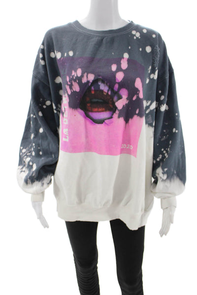 La Detresse Womens Pullover Sweatshirt Dark Gray Graphic Art Size L