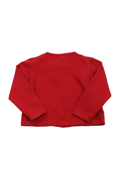 Petit Bateau Girls Cotton Long Sleeve Snap Closure Blouse Top Red Size 6