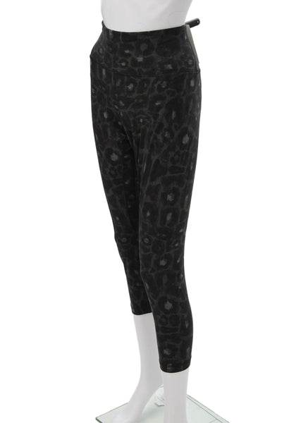 Lululemon Women Ankle Cropped Black Leopard Print Leggings Size 14