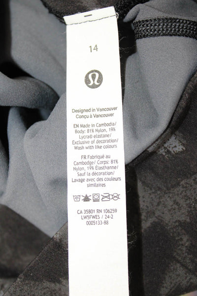 Lululemon Women Ankle Cropped Black Leopard Print Leggings Size 14