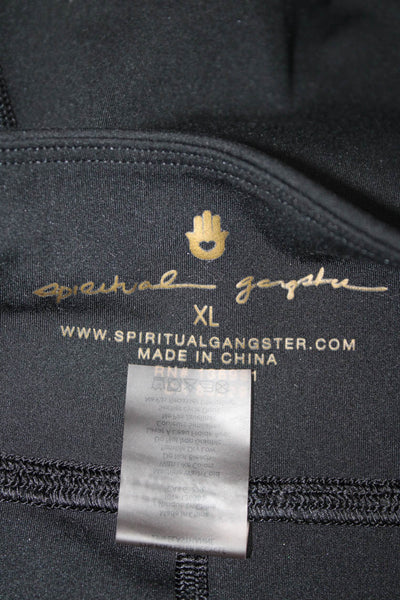 Spiritual Gangster Women Ankle Cropped Black Nylon Leggings Size XL