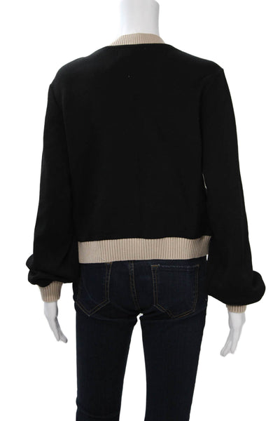 DH New York Womens Cardigan Black Button Long Sleeve Round Neck Size L