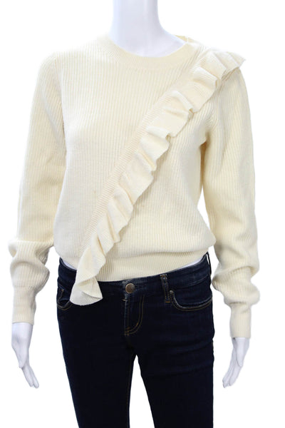 Joie Women Beige Wool Blend Crewneck Pullover Sweater Long Sleeve Size S