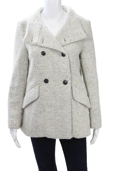 Joie Women Pea Coat Gray Collared Button Wool Polyester Size XS