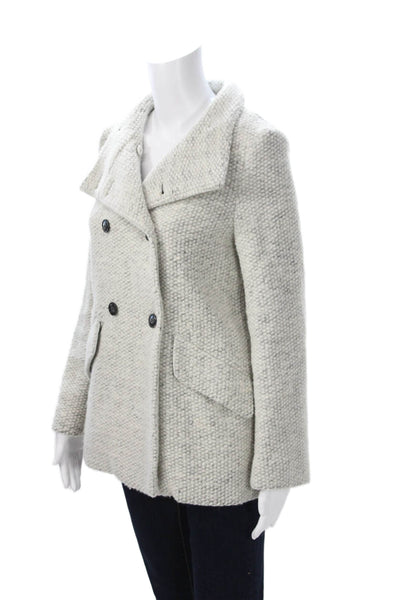 Joie Women Pea Coat Gray Collared Button Wool Polyester Size XS