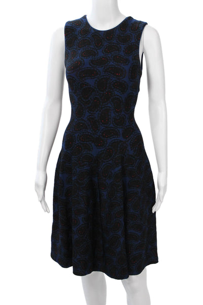 Issa Women Dark Blue Fit & Flare Dress Polyester Knee Length Sleeveless Size XS