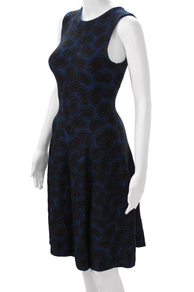 Issa Women Dark Blue Fit & Flare Dress Polyester Knee Length Sleeveless Size XS