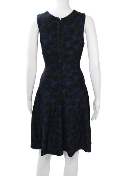 Issa Women Dark Blue Fit & Flare Dress Polyester Knee Length Sleeveless Size XS