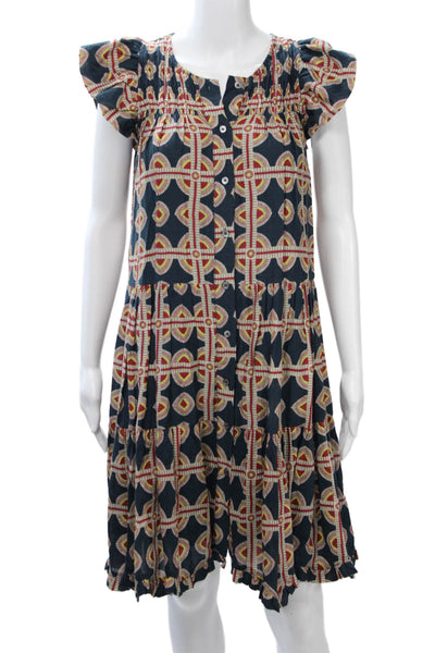Sea New York Women Shift Shirt Dress Dark Blue Short Sleeve Size XS