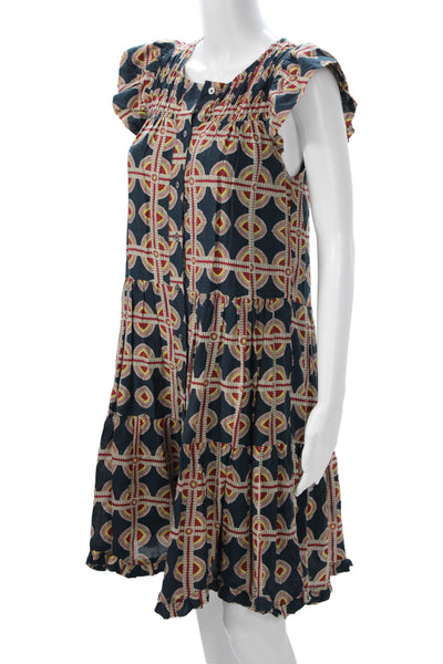 Sea New York Women Shift Shirt Dress Dark Blue Short Sleeve Size XS