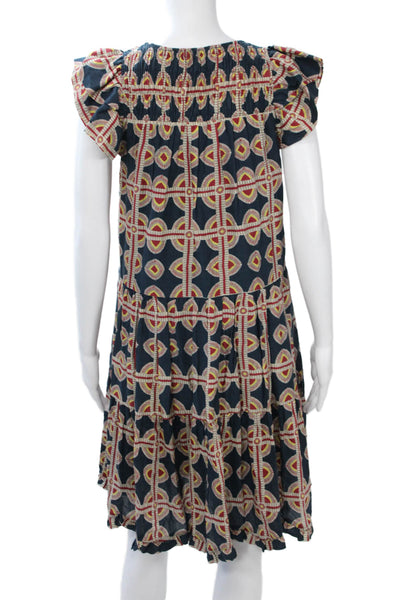 Sea New York Women Shift Shirt Dress Dark Blue Short Sleeve Size XS