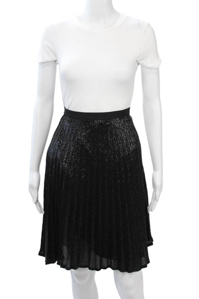 Joie Women Pleated Black Knee Length Skirt 100% Polyester Size 4