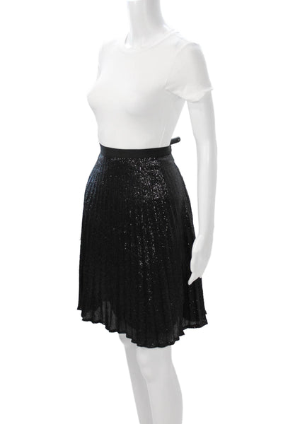 Joie Women Pleated Black Knee Length Skirt 100% Polyester Size 4