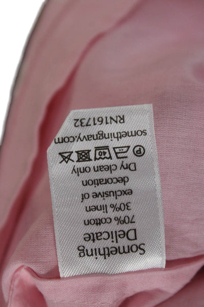 Something Navy Womens Cropped Floral Tank Pink Cotton Linen Sleeveless Size 2XS
