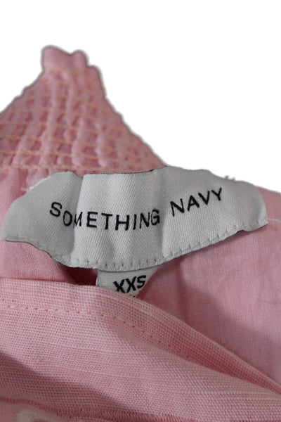 Something Navy Womens Cropped Floral Tank Pink Cotton Linen Sleeveless Size 2XS