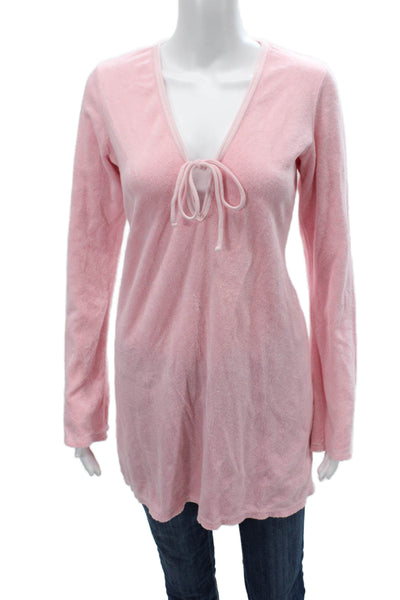 Juicy Couture Womens Tops Long Sleeve V-Neck Pink Cotton Blend Size L