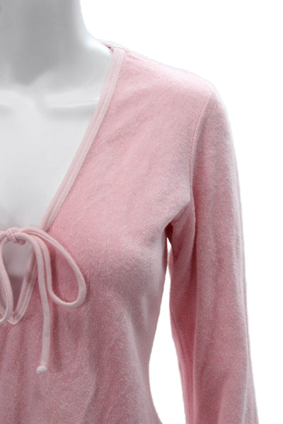 Juicy Couture Womens Tops Long Sleeve V-Neck Pink Cotton Blend Size L