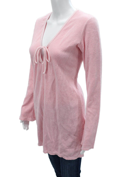 Juicy Couture Womens Tops Long Sleeve V-Neck Pink Cotton Blend Size L