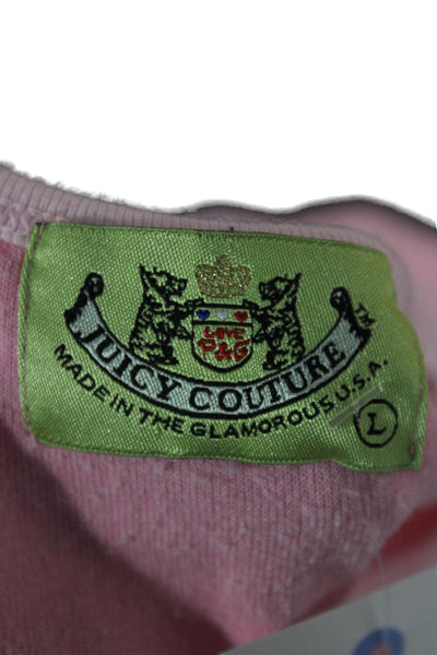 Juicy Couture Womens Tops Long Sleeve V-Neck Pink Cotton Blend Size L