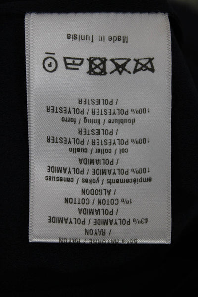 Sandro Womens Black Bodycon Mini Dress Collared Short Sleeve Tie Size 1
