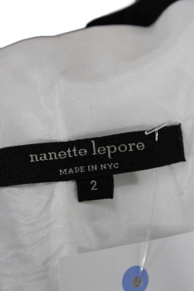 Nanette Lepore Womens Fit and Flare Mini Dress White V Neck Lace Up Size 2