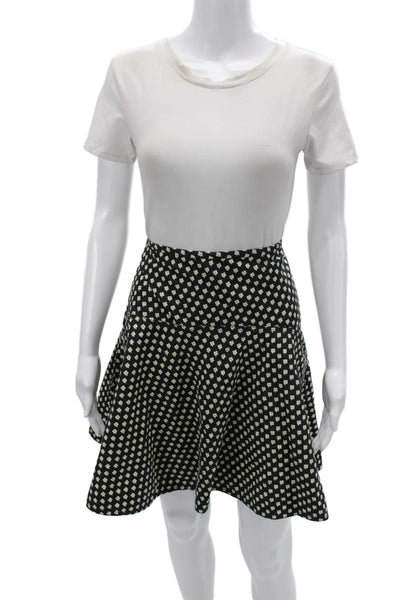 Marc Jacobs Women A-Line Skater Floral Black Acetate Skirt Size 4