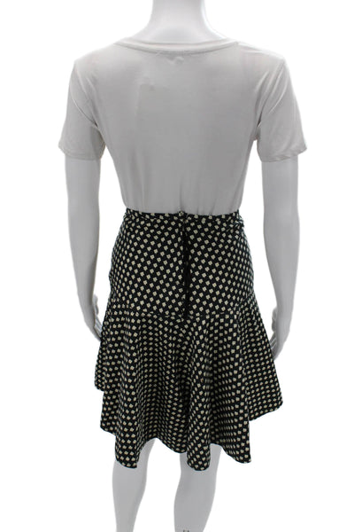 Marc Jacobs Women A-Line Skater Floral Black Acetate Skirt Size 4