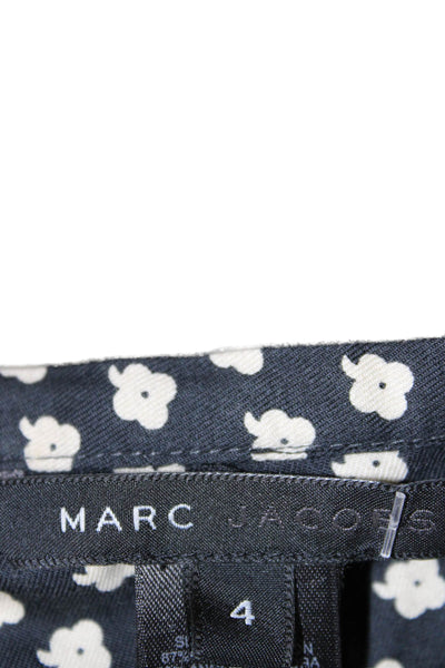 Marc Jacobs Women A-Line Skater Floral Black Acetate Skirt Size 4