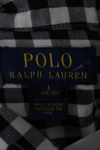 Polo Ralph Lauren Boys Long Sleeves Button Down Plaid Shirt Size L