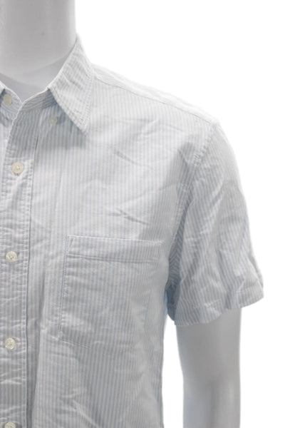 J Crew Mens Button-Down Collared Striped Cotton Short Sleeve Shirt Size M