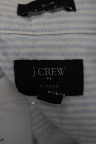 J Crew Mens Button-Down Collared Striped Cotton Short Sleeve Shirt Size M