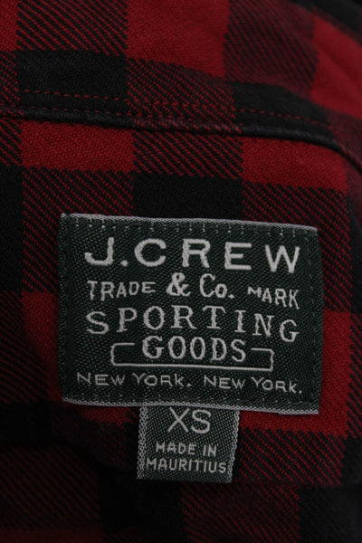 J Crew Mens Button-Down Collared Long Sleeve Red Plaid Cotton Shirt Size XS