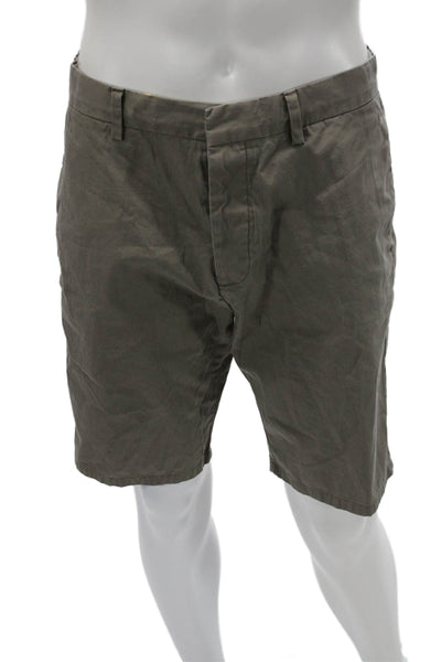 Club Monaco Mens Chino Shorts Brown Cotton Button Closure Size 32
